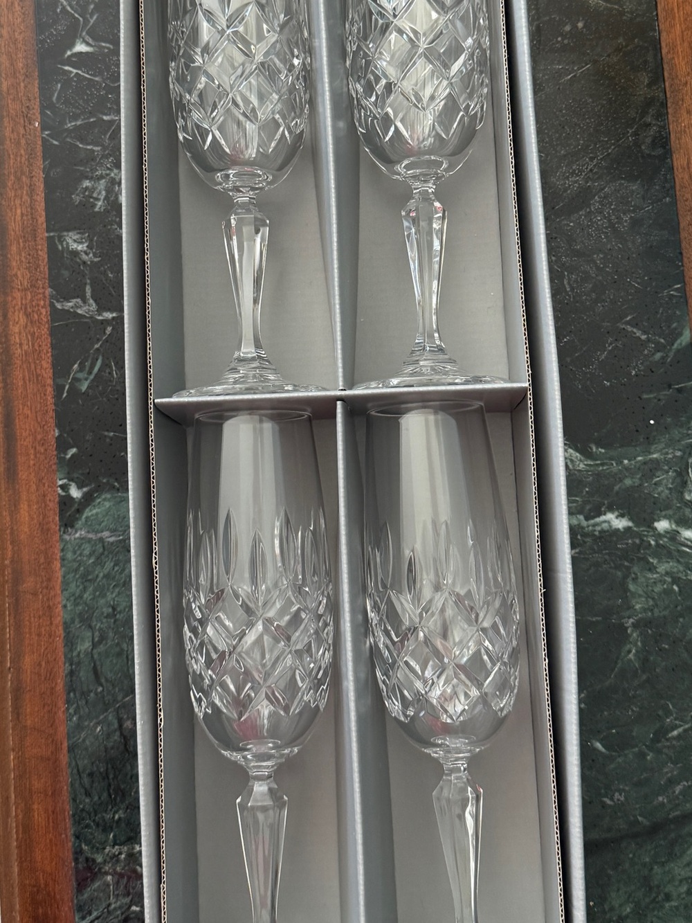 Brand New Irish Crystal Flute Glasses - Clear (Set of 4)